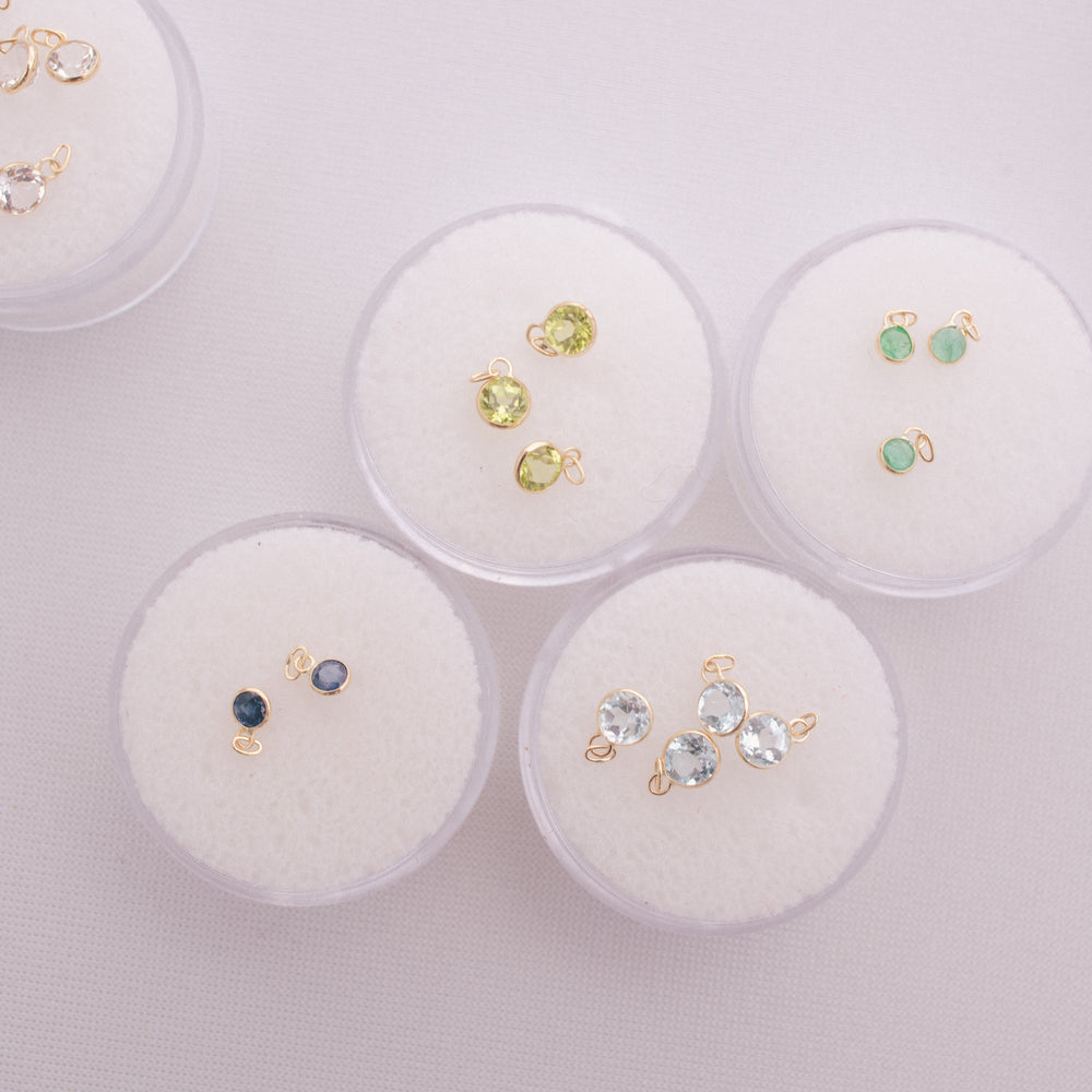 solid gold birthstone charms for permanent jewelry