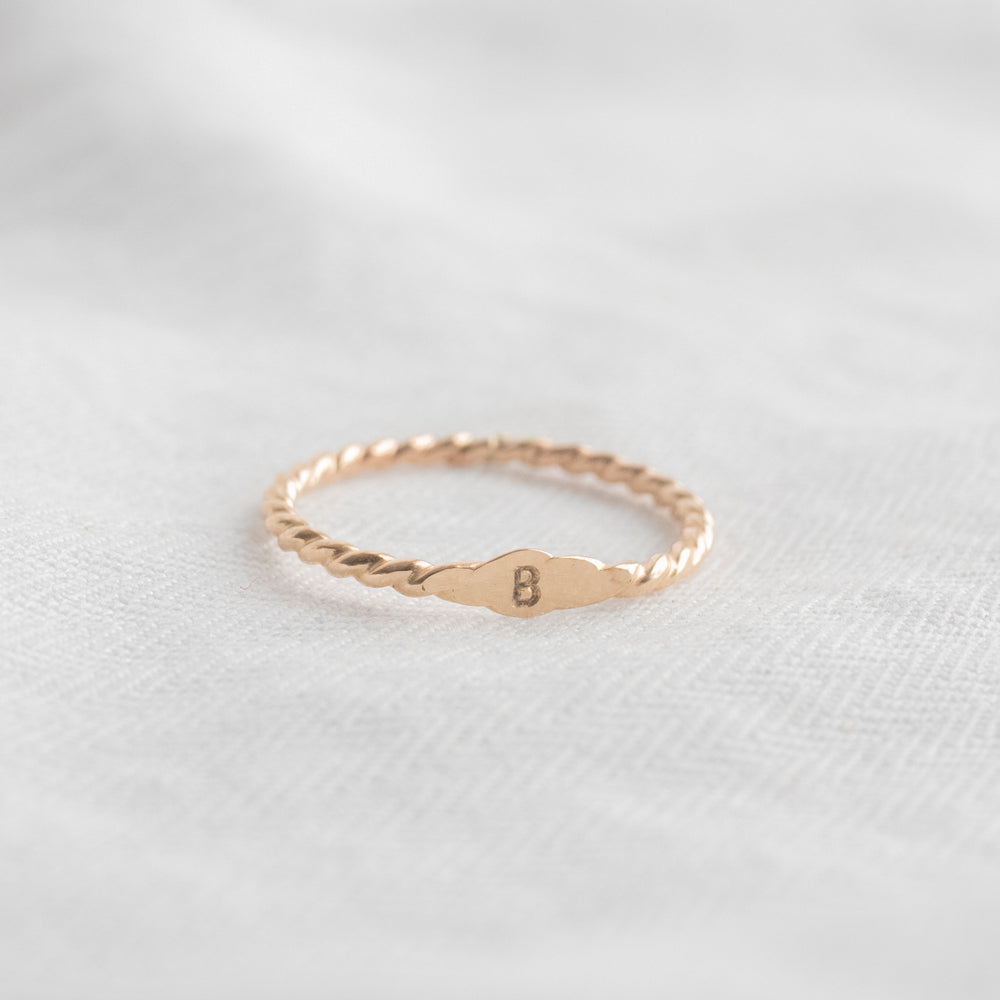 Braided Initial Signet Ring