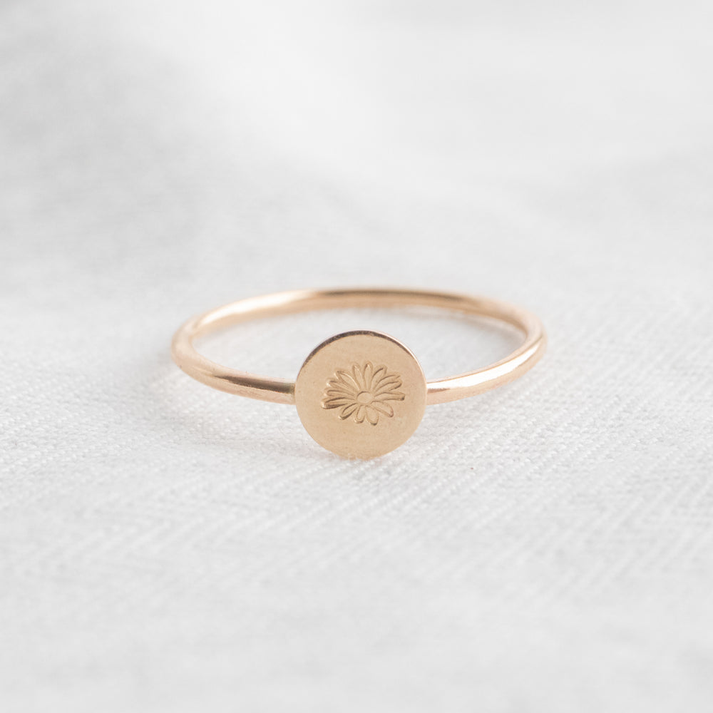 Birth Flower Disc Ring