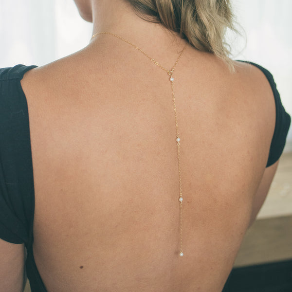 Delicate Pearl Bridal Double Back Drop Necklace - Cybele – Honey Willow -  handmade jewellery