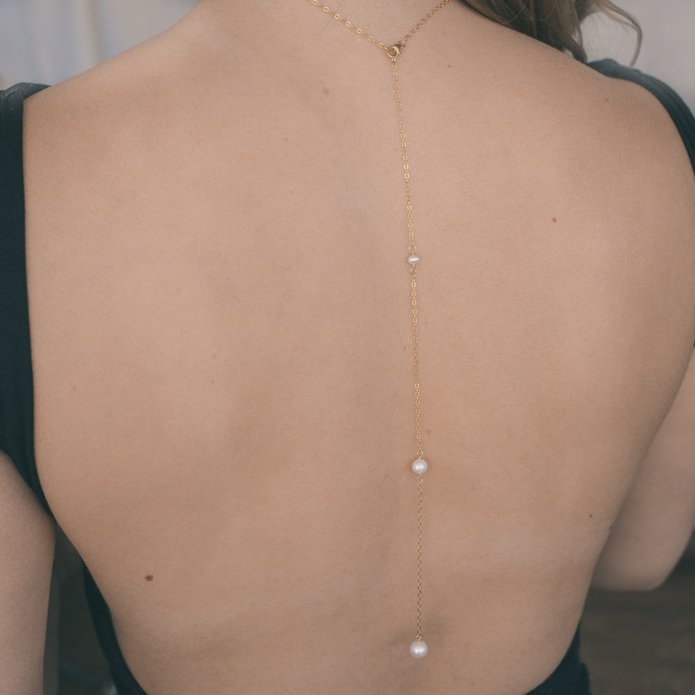 Pearl Trio Back Necklace