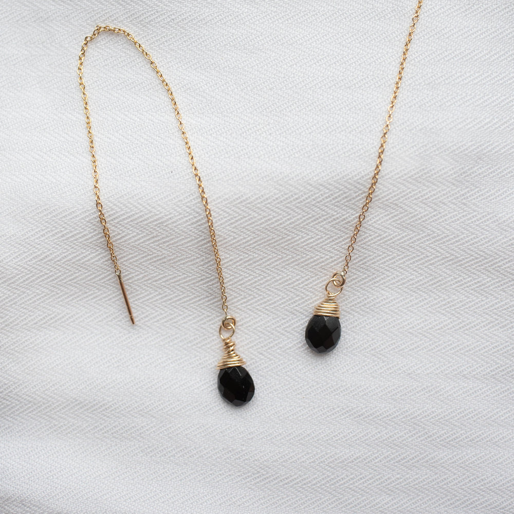 Onyx Threader Earrings