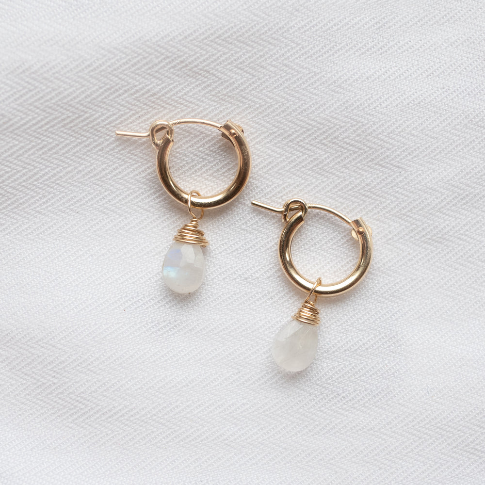 Moonstone Huggie Hoops