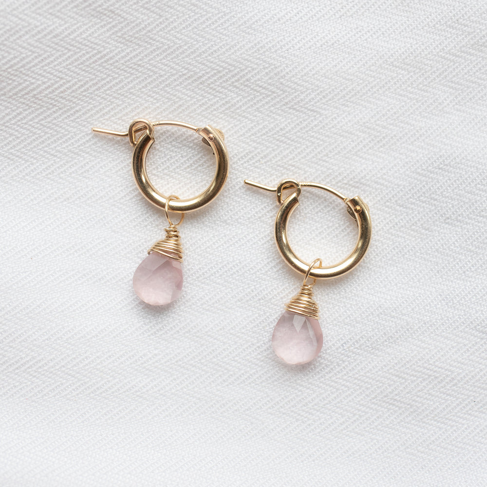 Rose Quartz Huggie Hoops