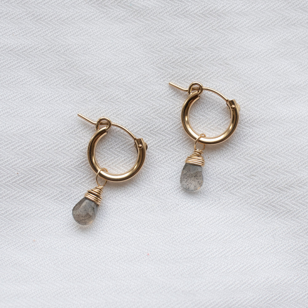 Labradorite Huggie Hoops