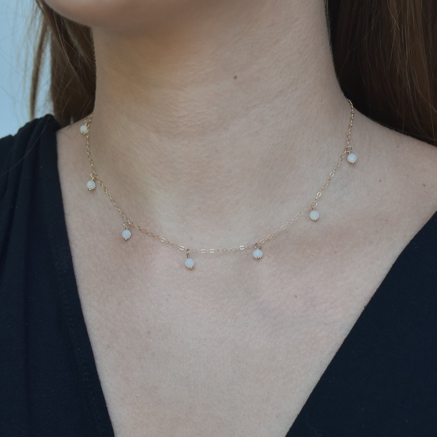 
                  
                    Moonstone Droplet Back Necklace
                  
                