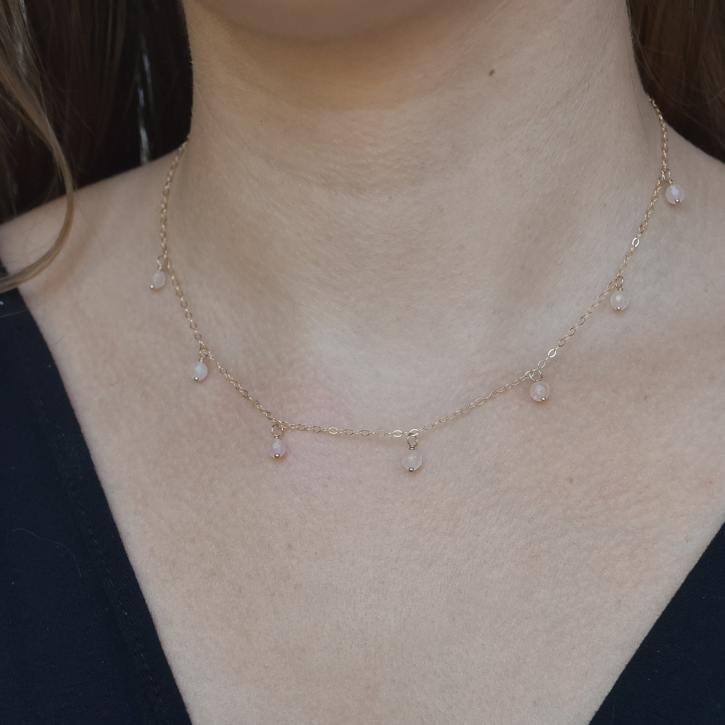 
                  
                    Rose Quartz Droplet Necklace
                  
                