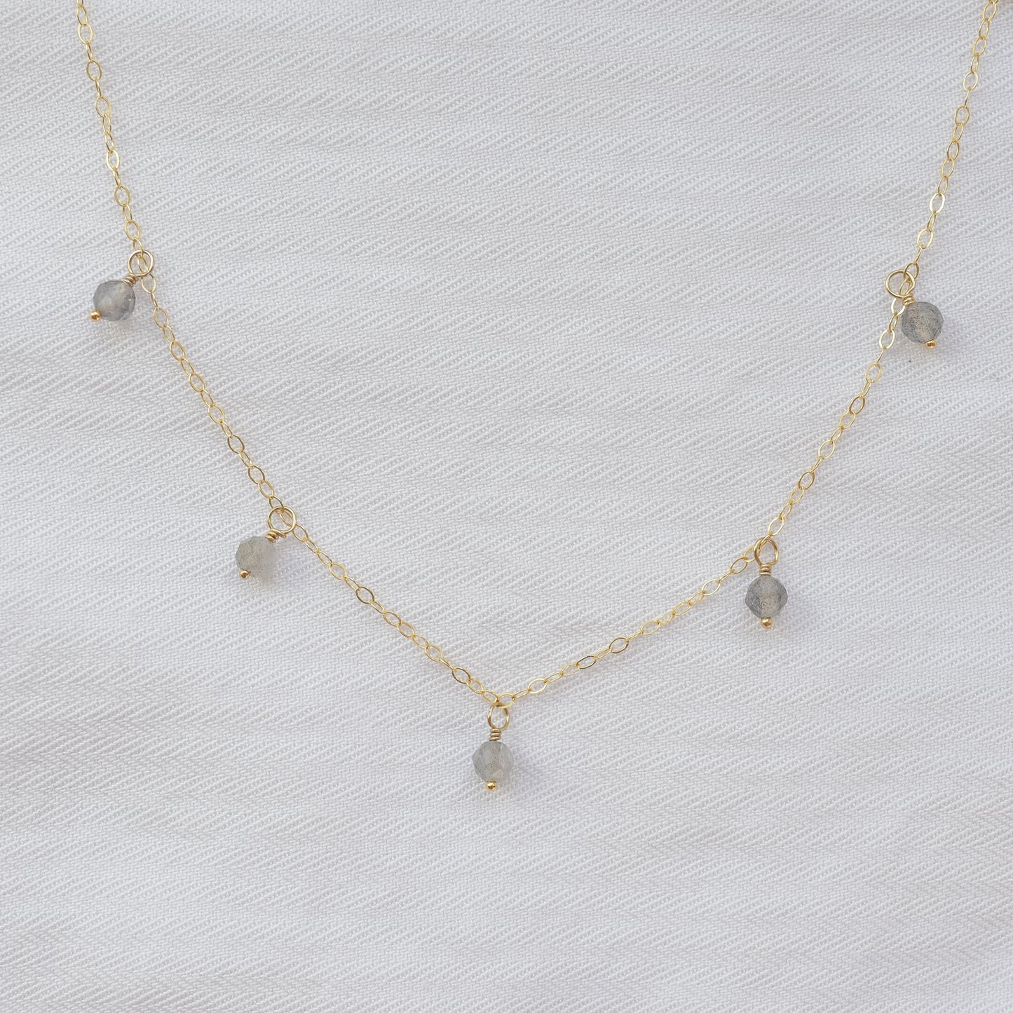 
                  
                    Labradorite Droplet Back Necklace
                  
                