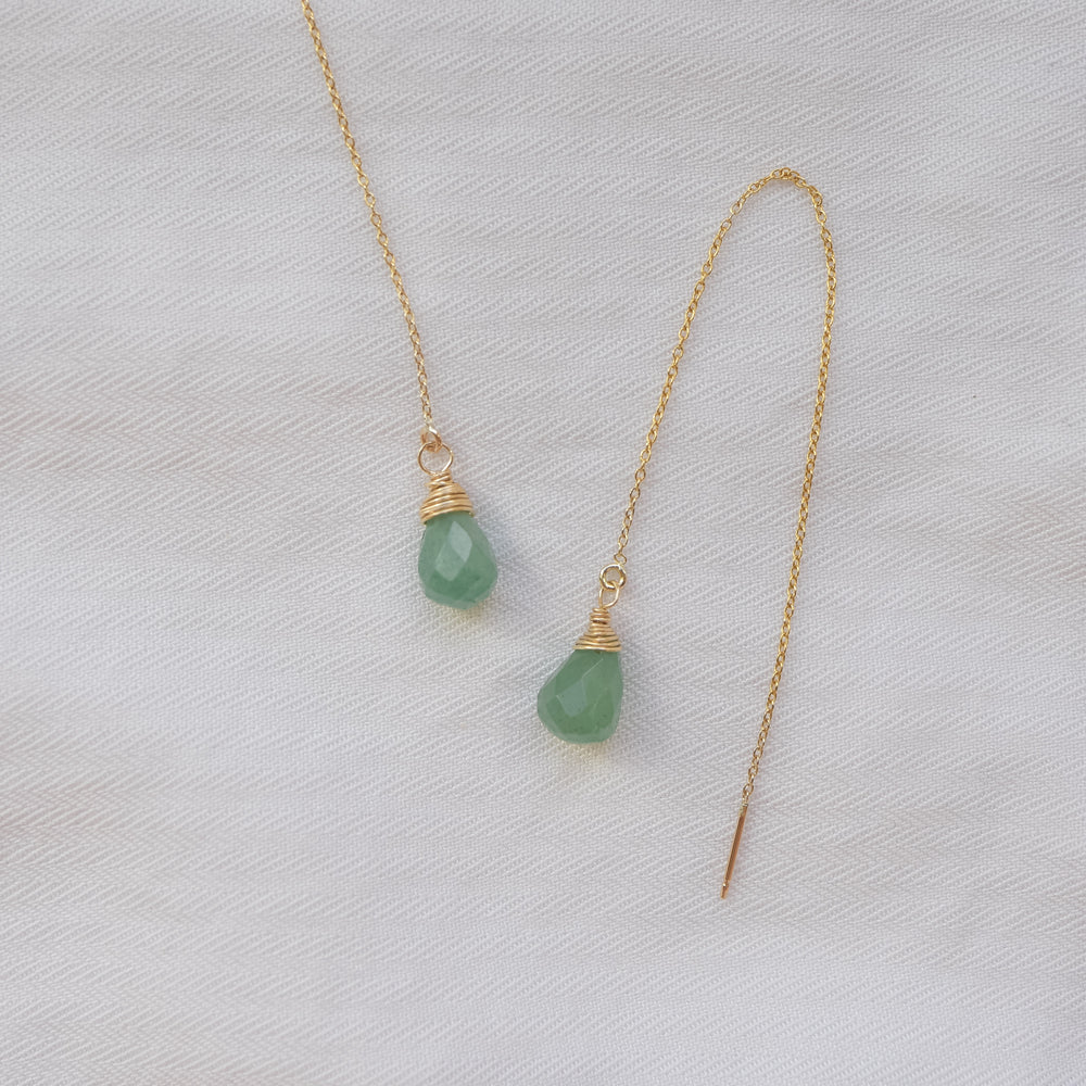 Aventurine Threader Earrings