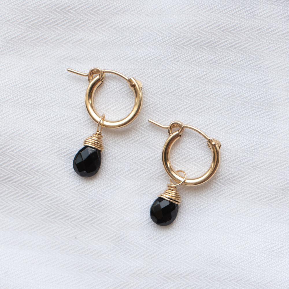 Onyx Huggie Hoops