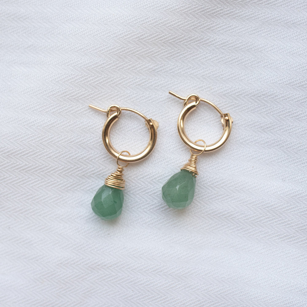Aventurine Huggie Hoops