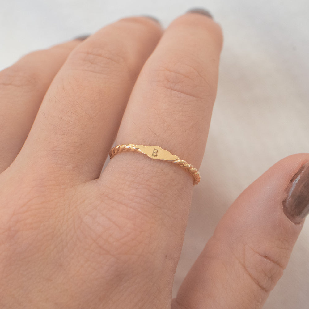 Rose Gold Initial Signet Ring with Diamonds | Scarlett Jewellery Label