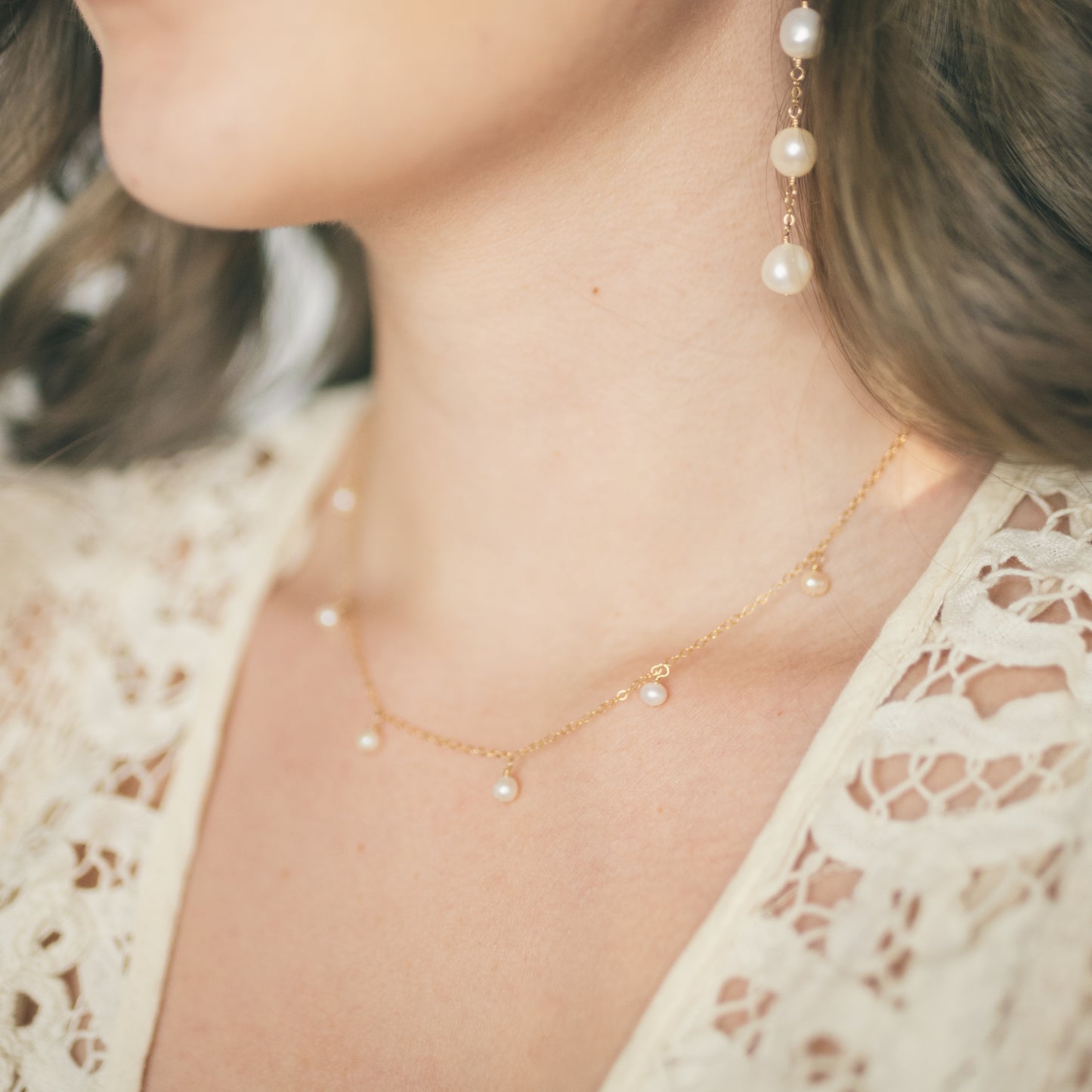 Vintage Gold and Pearl Drop Necklace — Lifestyle with Lynn