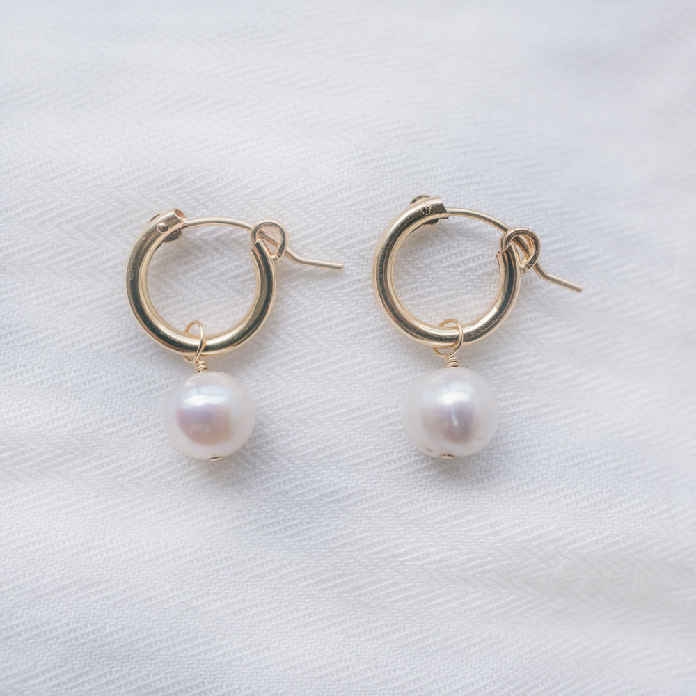 Classic Pearl Huggie Hoops