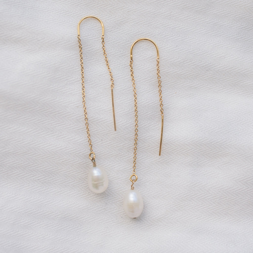 
                  
                    Oval Pearl Threader Earrings
                  
                