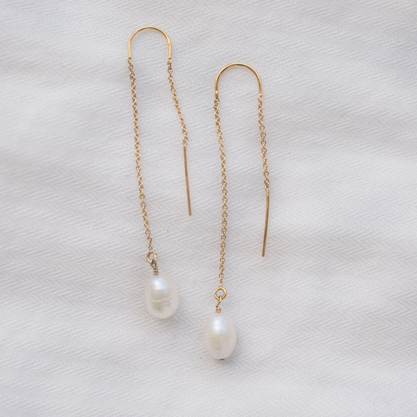 
                  
                    Oval Pearl Threader Earrings
                  
                