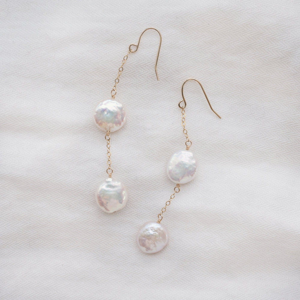 Double Coin Pearl Earrings