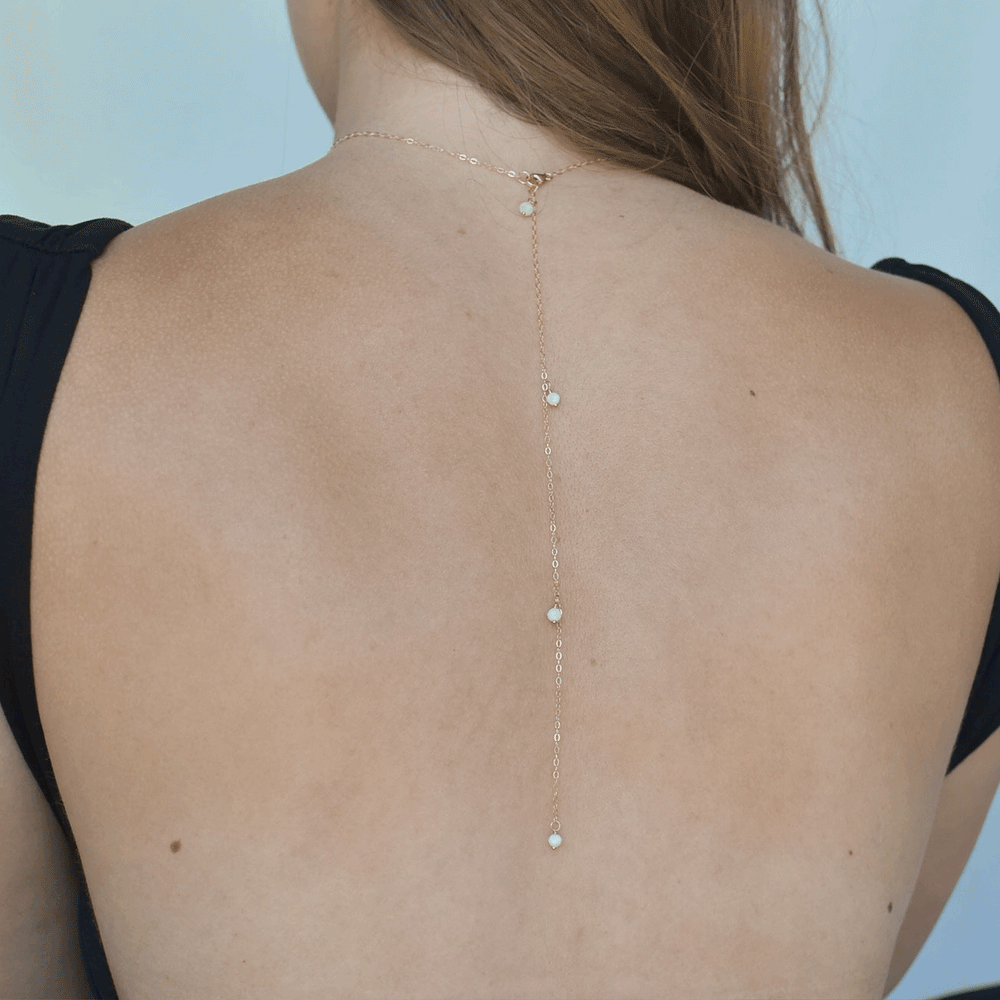 Moonstone Droplet Back Necklace