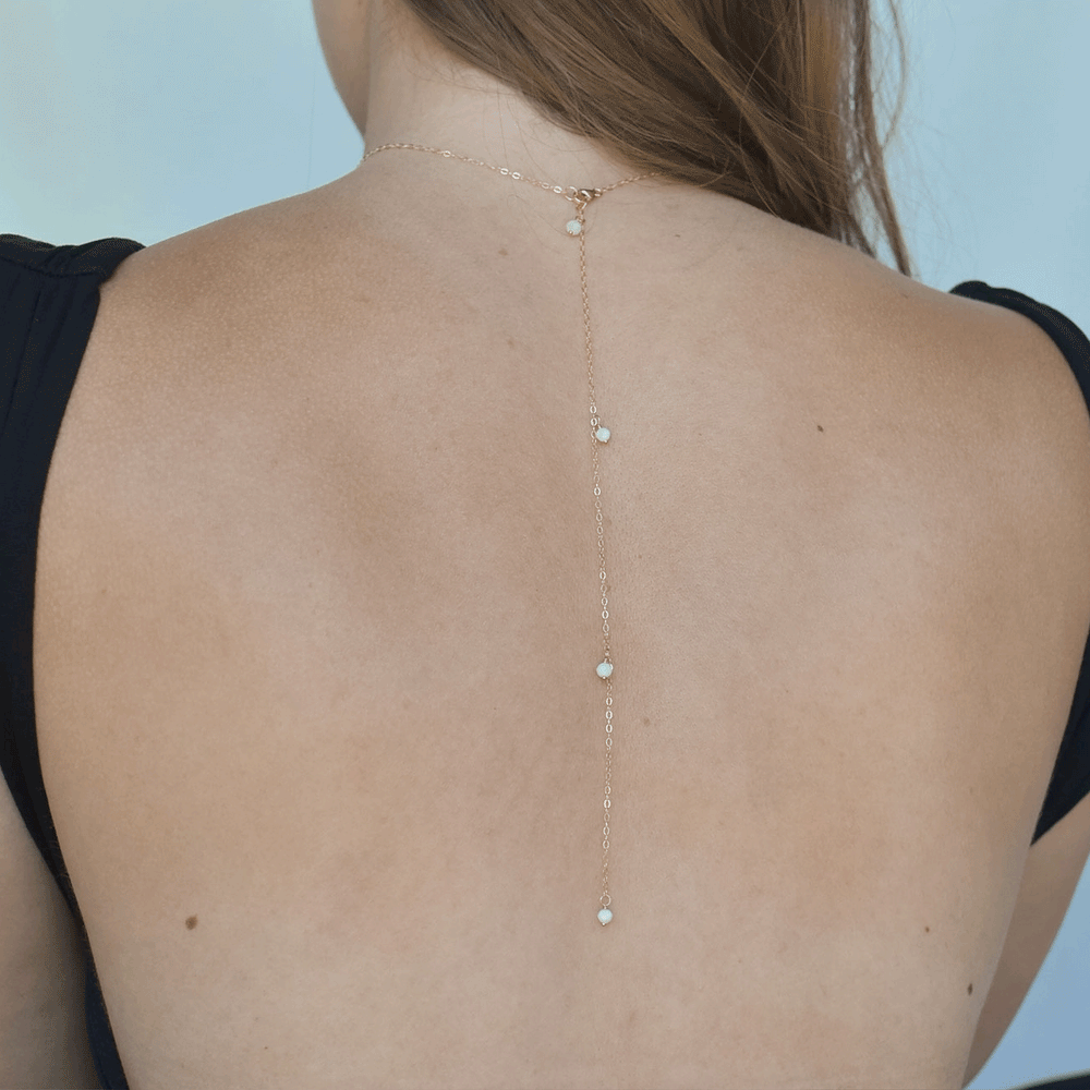 
                  
                    Moonstone Droplet Back Necklace
                  
                