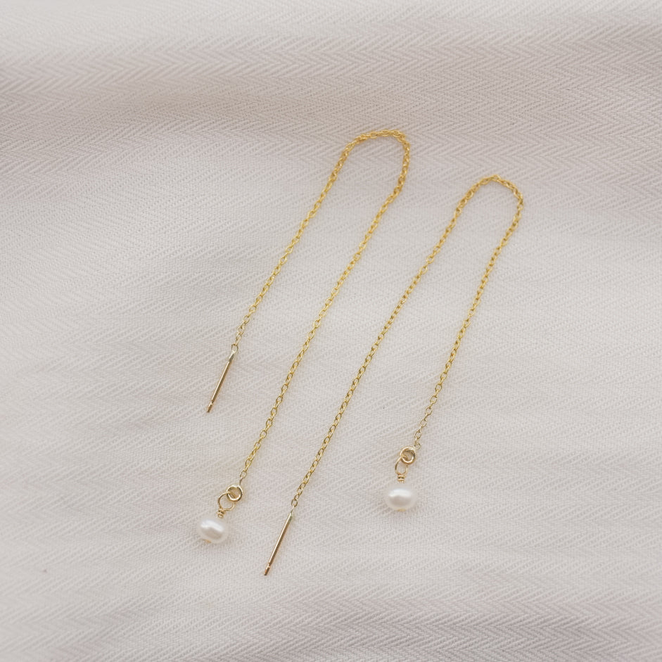 
                  
                    Petite Pearl Threader Earrings
                  
                